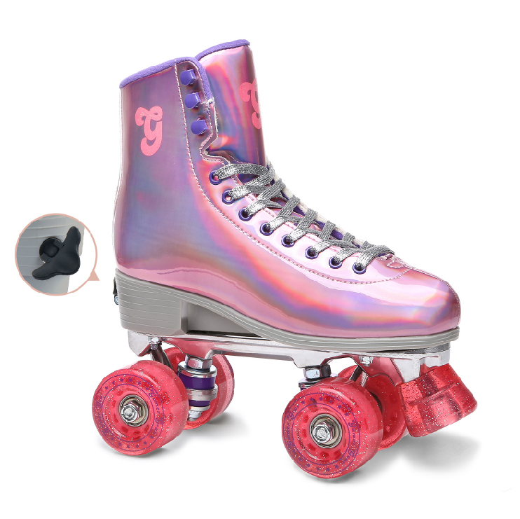 ADJUSTABLE QUAD ROLLER SKATE WITH DAZZLE COLOR BOOT(QS-136)