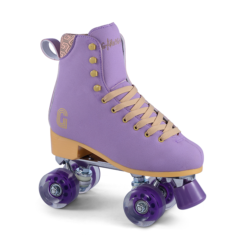 SUEDE LEATHER PU HIGH END WOMEN QUAD ROLLER SKATE 