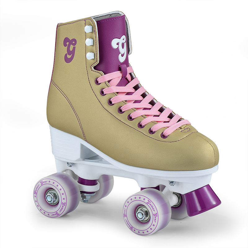 NEW PU LEATHER HIGH HEEL CLASSIC QUAD ROLLER SKATE 